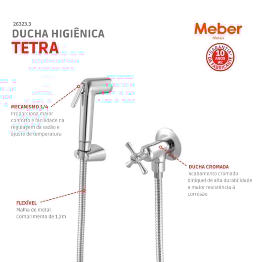Ducha Higiênica 1850 Tetra Cromado Meber - Imagem principal - 9ce489e3-7ab6-4114-9d28-d2eb20b936dd