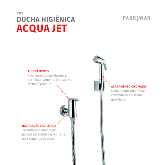 Ducha Higiênica Acqua Jet Gioia Cromado  Fabrimar - Imagem principal - 0eb1a543-237b-497a-a5fd-573386fe2aae