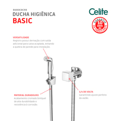 Ducha Higiênica Basic Plus Com Derivação/registro Cromada Celite