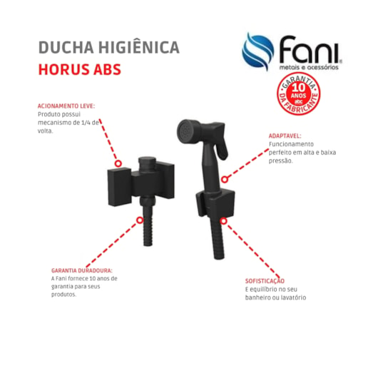 Ducha Higiênica Com Derivação E Gatilho Horus Preto Fosco Fani Metais  - Imagem principal - 8de6b12c-ed3d-4822-8b4e-f17489cd17d9