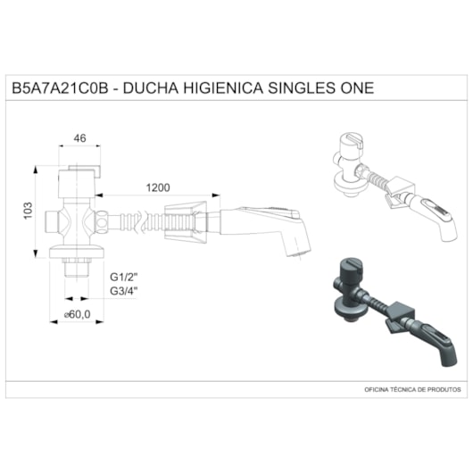 Ducha Higiênica Com Derivação Singles One Cromado Roca - Imagem principal - 539ff636-28c7-4fd3-b5ce-45af72e803a5