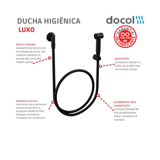 Ducha Higiênica Com Gatilho Luxo Onix Docol - Imagem principal - 0a5f306e-eeff-4f92-926b-25f1f088514b