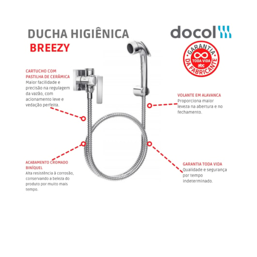 Ducha Higiênica Com Registro E Derivação Breezy Cromada Docol - Imagem principal - 75b7f7d2-6468-4636-aeec-96d812fc75da