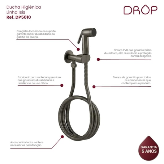 Ducha Higiênica Grafite Escovado Drop - Imagem principal - 3da6e961-f349-47bd-b581-e3b87e408b25