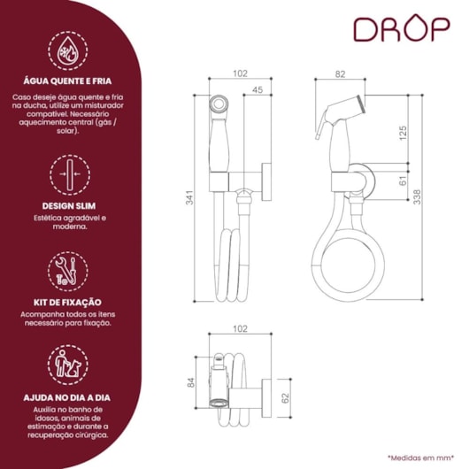 Ducha Higiênica Grafite Escovado Drop - Imagem principal - a5c6ed2c-0f86-408b-9c62-fbbe3def2e20