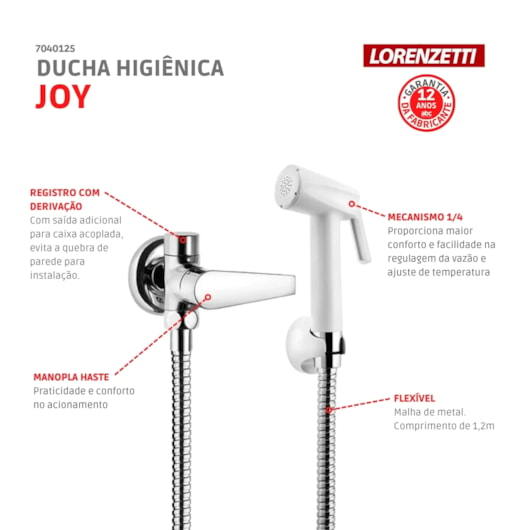 Ducha Higiênica Joy Cromado 1984 C32 Lorenzetti - Imagem principal - 60eebb73-7728-450a-a62c-b63471c9f686