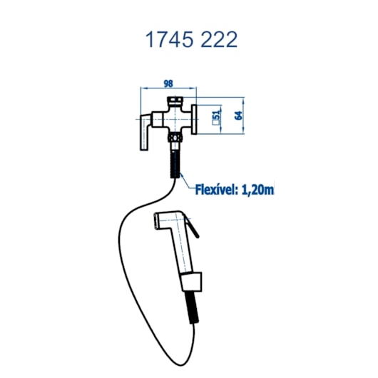 Ducha Higiênica Para Caixa Acoplada Com Derivação E Flexivel Em PVC 1745 1/2 Bella Classica 222 Preto Fosco Fani - Imagem principal - 7e45131f-70f8-4542-831d-e5474bf731a1