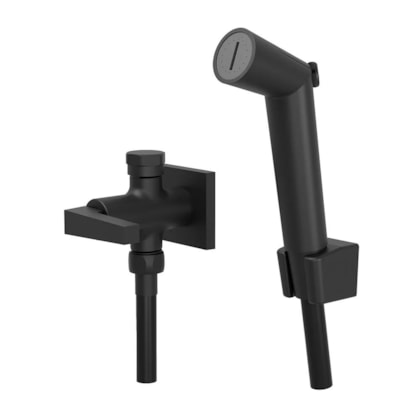Ducha Higiênica Para Caixa Acoplada Com Derivação E Flexivel Em PVC 1745 1/2 Bella Classica 222 Preto Fosco Fani