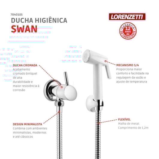Ducha Higiênica Swan Cromada 1984 C42 Lorenzetti - Imagem principal - 78948950-9fe4-4059-9024-eb6cff0f21dc