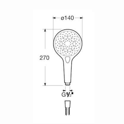 Ducha Manual 140 mm 3 Funções Plenum Round Cromado Roca Branco