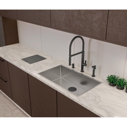 Ducha Manual Com Extensor Para Cozinha Black Matte Inox Tramontina