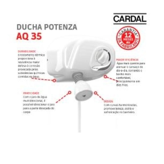 Ducha Potenza Aq35 4 Temperaturas Branco Cardal 220v 7800w - Imagem principal - e4f29b0a-c4ae-41db-84a4-2635ff567dea