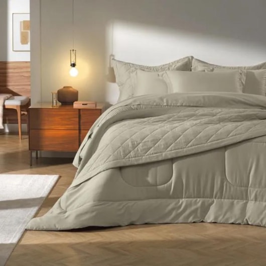 Edredom Bossa Casal Areia 300 Fios Karsten 220x260cm - Imagem principal - 0120e2ef-a866-47d3-a113-8dd7690f345b