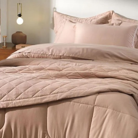 Edredom Bossa Casal Nude 300 Fios Karsten 220x260cm - Imagem principal - 89ce0954-9bc5-414f-a7cb-6f90045e95ba