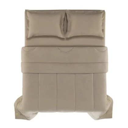 Edredom Tom Grao Casal Bege 200 Fios Karsten 220x250cm