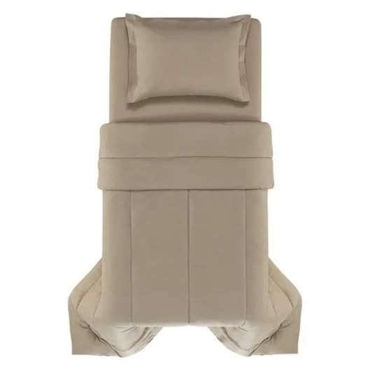 Edredom Tom Grao Solteiro Bege 200 Fios Karsten 180x250cm - Imagem principal - 41df80a1-80e3-4a1a-8d03-99e9c7874fae