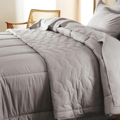 Edredom Tom Titanio Queen Cinza 200 Fios Karsten 240x250cm