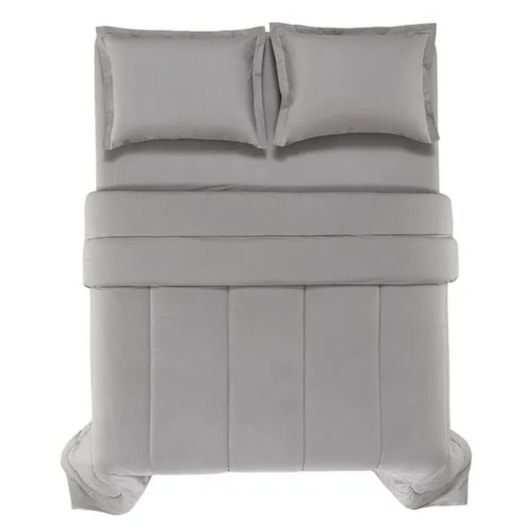 Edredom Tom Titanio Queen Cinza 200 Fios Karsten 240x250cm - Imagem principal - 528a9556-4d2f-4da5-9956-a93338f71cd4