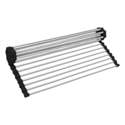 Escorredor De Esteira Inox Multiuso Com Silicone Preto Sabbia 43x30cm