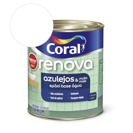 Esmalte Base Água Renova Azulejos E Muito Mais Brilhante Branco 900ml Coral - Imagem principal - 3cdb4559-2bb9-44b5-8a83-bf465b7bd116