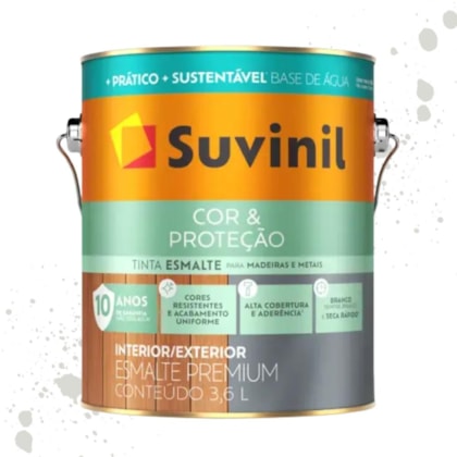 Esmalte Cor E Proteção Base Água Acetinado Branco Neve Suvinil 3,6L