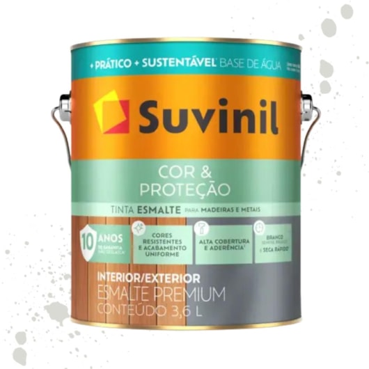 Esmalte Cor E Proteção Base Água Acetinado Preto Suvinil 3,6L - Imagem principal - 07a318f1-ccb8-4ca8-a1a6-52b87263684d