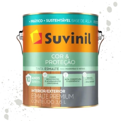 Esmalte Cor E Proteção Base Água Brilhante Branco Neve Suvinil 3,6L