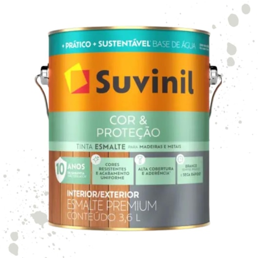 Esmalte Cor E Proteção Base Água Brilhante Branco Neve Suvinil 3,6L - Imagem principal - 44eb5e39-071f-4cfd-b99f-df689c01a8a2