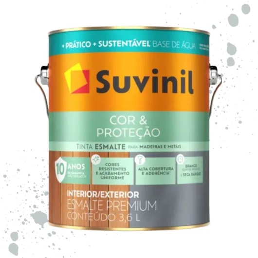 Esmalte Cor E Proteção Base Água Brilhante Platina Suvinil 3,6L - Imagem principal - f3be7553-8853-4fb0-9bbf-c4ac767edfb6