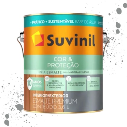 Esmalte Cor E Proteção Base Água Brilhante Preto Suvinil 3,6L