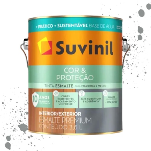 Esmalte Cor E Proteção Base Água Brilhante Preto Suvinil 3,6L - Imagem principal - d7ed9698-c5d5-4add-aab0-cbd063778ce1