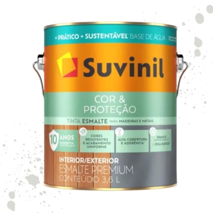 Esmalte Cor E Proteção Fosco Base Água Branco Neve Suvinil 3,6L