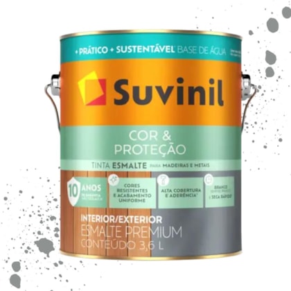 Esmalte Cor E Proteção Fosco Base Água Preto Suvinil 3,6L