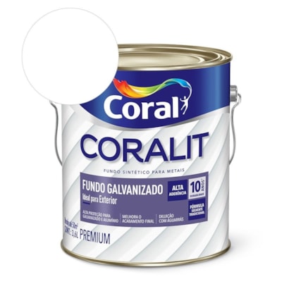 Esmalte Coralit Fundo Galvanizado Fosco Branco Coral 3,6L