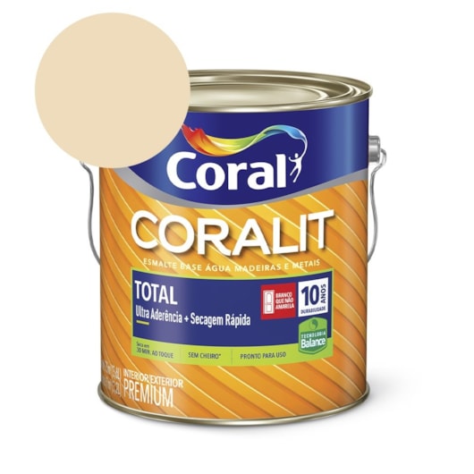 Esmalte Premium Brilho Coralit Total Balance Secagem Rapida Marfim 3.6l Coral - Imagem principal - 538b4aac-91a0-49c1-b6e3-639583c08971