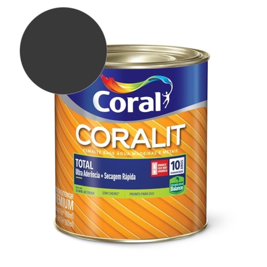 Esmalte Premium Brilho Coralit Total Balance Secagem Rapida Preto 900ml Coral - Imagem principal - 09b19441-a04f-436c-889a-135b2d9346a8