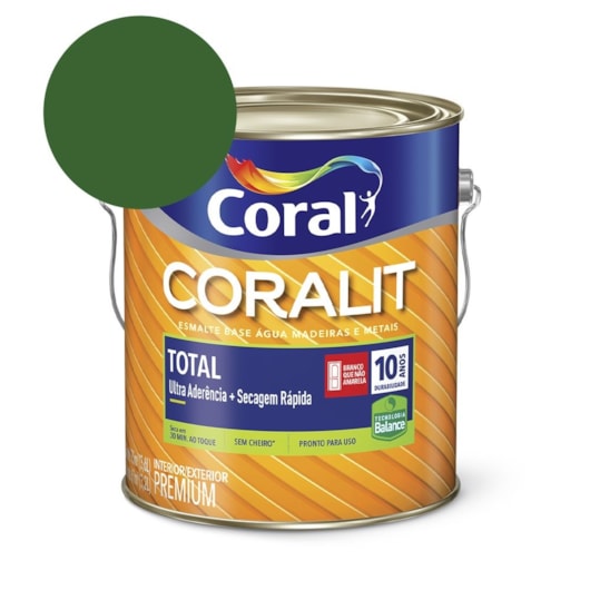 Esmalte Premium Brilho Coralit Total Balance Secagem Rapida Verde Folha 3.6l Coral - Imagem principal - 064159d7-c8dd-4109-ab62-96402a97f029