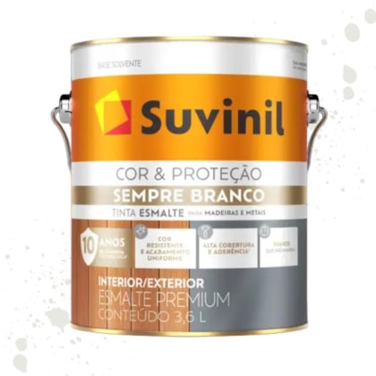 Esmalte Sempre Branco Brilhante Branco Neve Suvinil 3,6L