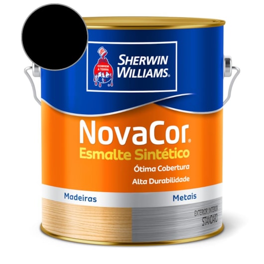  Esmalte Sintético Alto Brilho NovaCor Preto Sherwin Williams 3,6L - Imagem principal - 9268e7d7-661b-49a2-bfb1-10e62336ed21