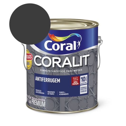 Esmalte Sintético Coralit Antiferrugem Brilhante Preto 3.6l Coral - Imagem principal - 4651b82f-4855-4093-b5d7-e5dc96e7a724