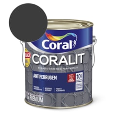 Esmalte Sintético Coralit Antiferrugem Brilhante Preto 900ml Coral