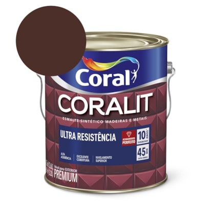 Esmalte Sintético Coralit Ultra Resistencia Acetinado Marrom 3.6l Coral