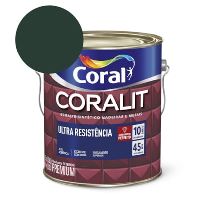 Esmalte Sintético Coralit Ultra Resistencia Acetinado Verde Colonial 3.6l Coral