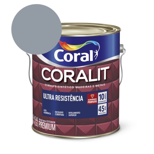 Esmalte Sintético Coralit Ultra Resistencia Alto Brilho Alumínio 3.6l Coral - Imagem principal - 08389ab1-fc54-41d0-a15d-a05d8817ea75