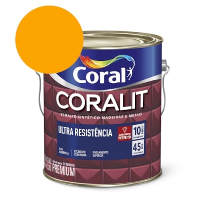 Esmalte Sintético Coralit Ultra Resistencia Alto Brilho Amarelo 3.6l Coral