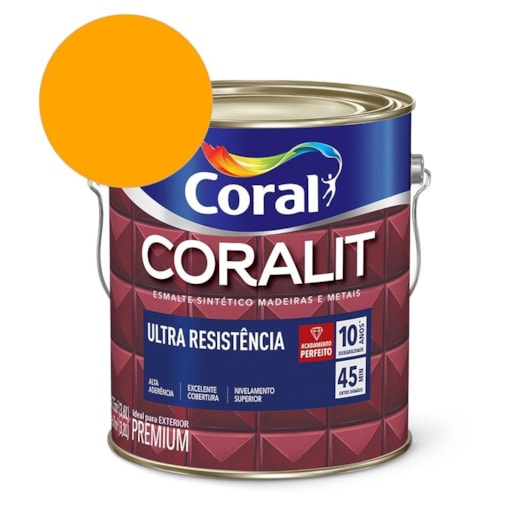 Esmalte Sintético Coralit Ultra Resistencia Alto Brilho Amarelo 3.6l Coral - Imagem principal - c76184d1-f976-49d7-b2b8-acf29230bd18