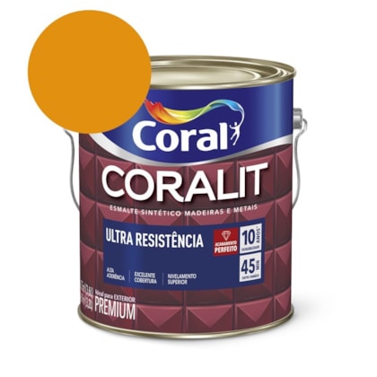 Esmalte Sintético Coralit Ultra Resistencia Alto Brilho Amarelo Trator 3.6l Coral