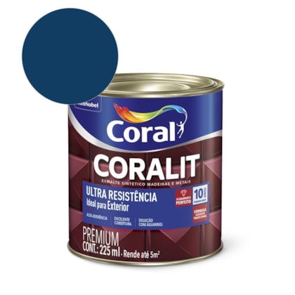 Esmalte Sintético Coralit Ultra Resistencia Alto Brilho Azul Del Rey 225ml Coral