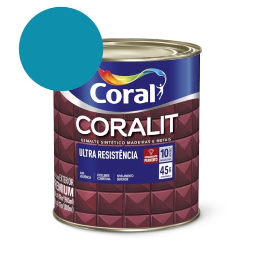 Esmalte Sintético Coralit Ultra Resistencia Alto Brilho Azul Mar 900ml Coral - Imagem principal - ad2883b2-6352-47c0-be23-705db379aa23