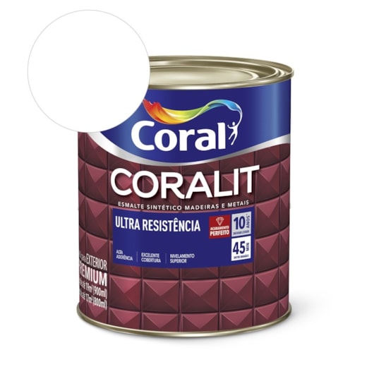 Esmalte Sintético Coralit Ultra Resistência Alto Brilho Branco Neve 900ml Coral - Imagem principal - c715462f-a1d9-4420-b079-16337ecaf2b6